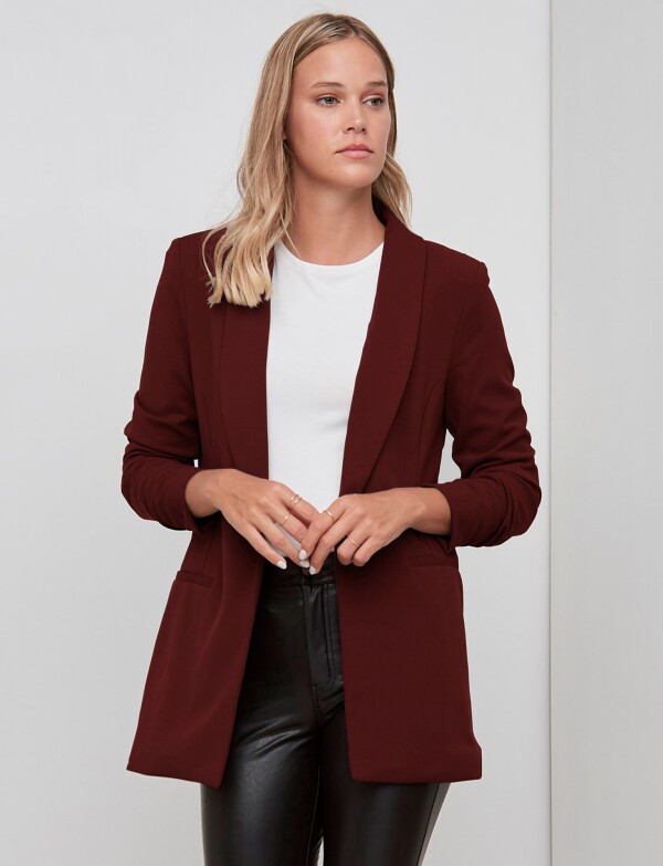 Blazer Crepe Manga Fruncida BORDEAUX