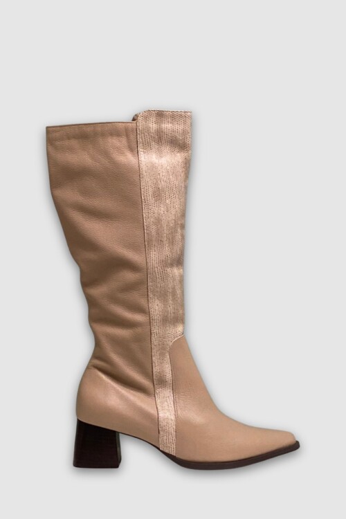 Bota caña alta Emilia Beige