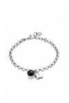 PULSERA CADENA EN ALEACIÓN DE METALES BAÑADAS EN PLATA DE LEY CON CHARM CORAZON Y MURANO NEGRO Pulsera