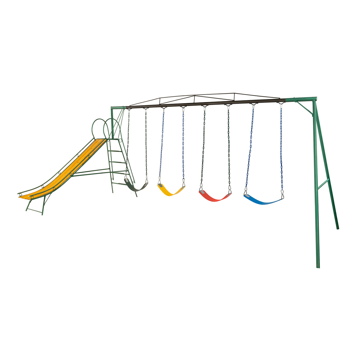 Juego Combinado Infantil con tobogán N°3. 4 hamacas de cincha. 