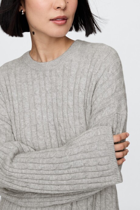 Buzo Cashsoft Cable Mujer Bc15 Lt Grey Heather