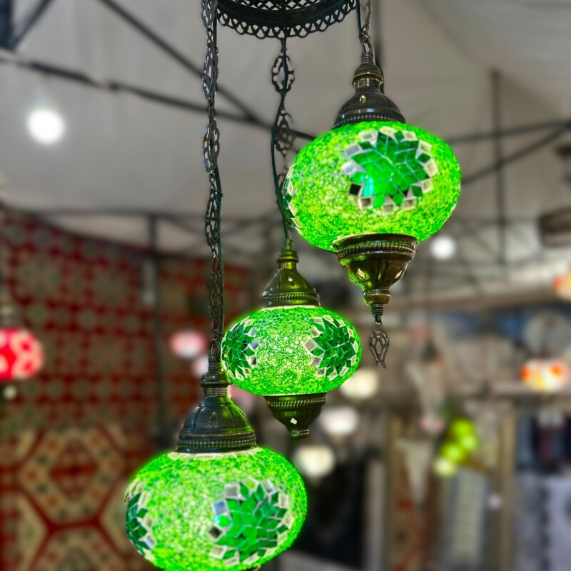 ARAÑA VITRAUX 3 LUCES Verde