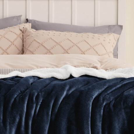 Frazada X2 Manta Polar 2 Plazas C/corderito 200x230cm Azul