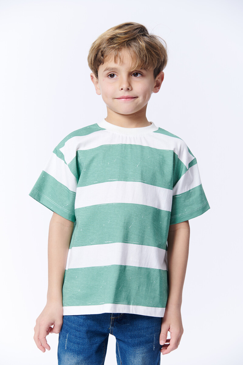 Remera Manga corta Oversize Rayas Verde