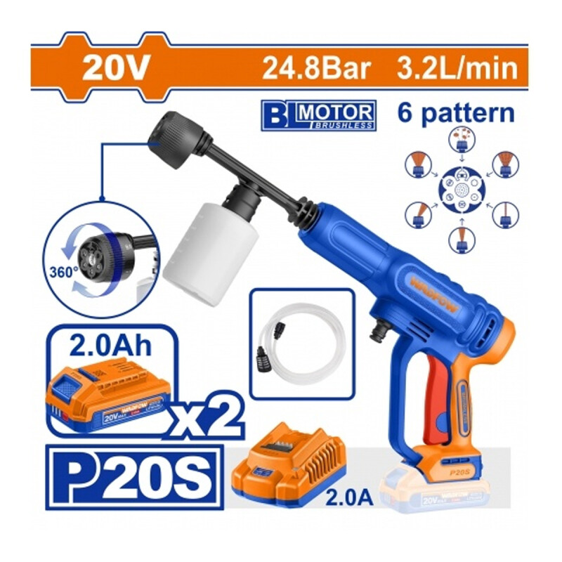 HIDROLAVADORA A BATERIA 20V 24.8 BAR 32L/MIN + ACCES + 2 BATERIAS 2.0 WADFOW HIDROLAVADORA A BATERIA 20V 24.8 BAR 32L/MIN + ACCES + 2 BATERIAS 2.0 WADFOW