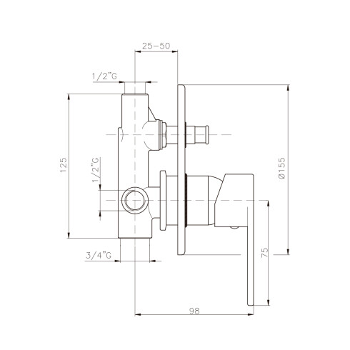 MEZCLADORA DUCHA EMPOTRADA MONOCOMANDO NEGRO MATE SPRINT NEGRO