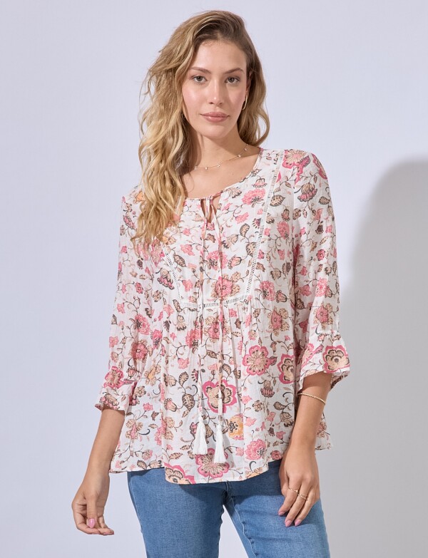 Blusa Garden BLANCO/MULTI