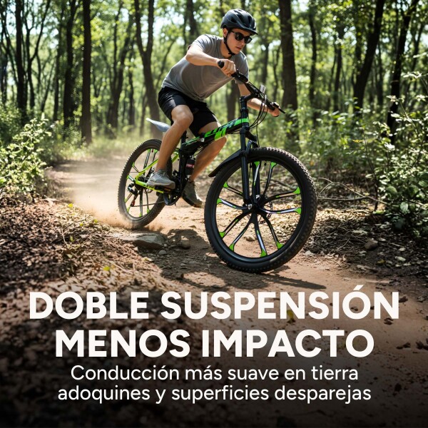 Bicicleta JJFH Rod 26 Doble Suspensión Plegable Freno Disco Color Verde