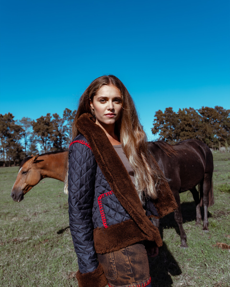 Macchiato Coat Short - Azul / Chocolate 