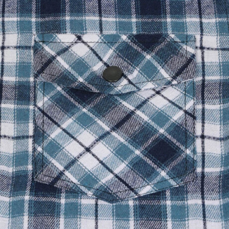 Campera Camisa Leñadora Cangurito Capucha Con Cierre Azul