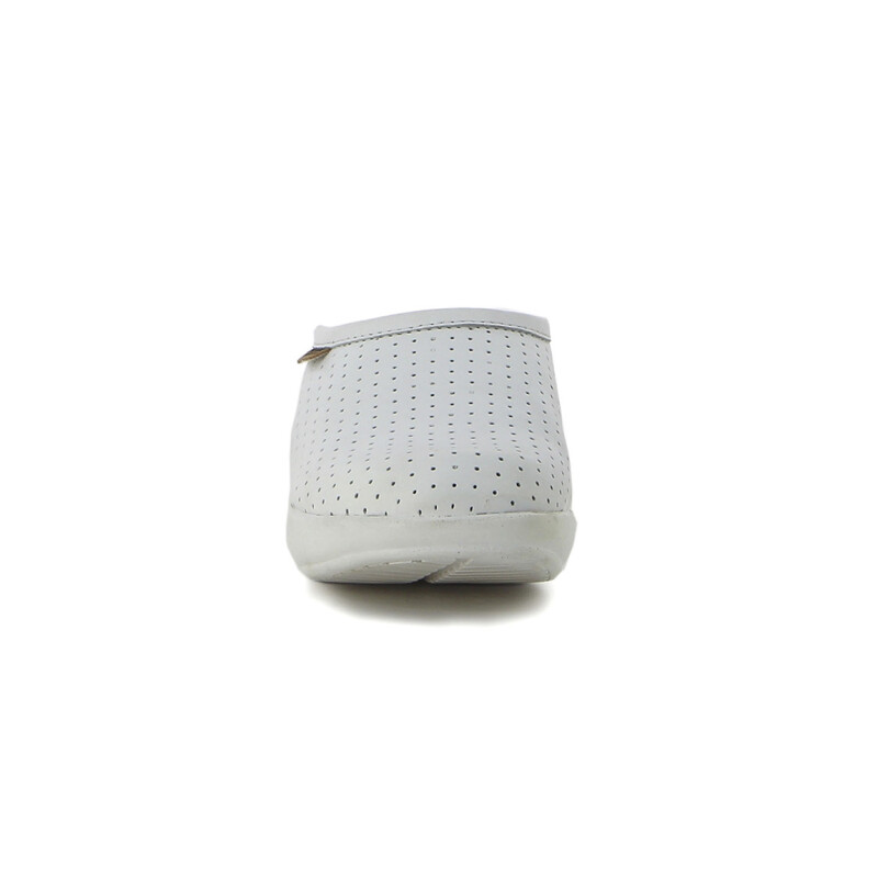 Zueco Country de Mujer Calado Cuero Blanco
