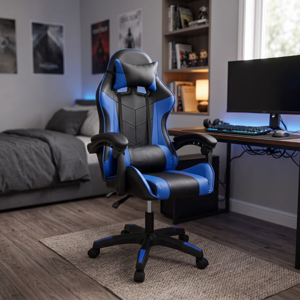 Silla Gamer Gaming Reclinable - Azul 