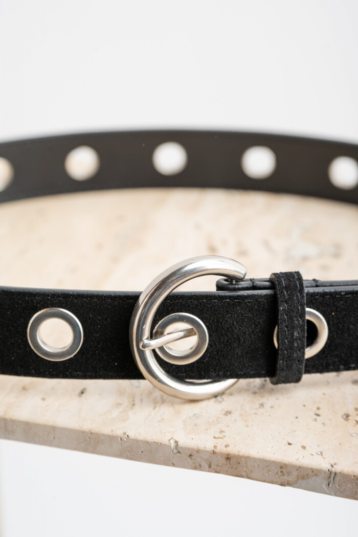 Cinto Cuero Ojales Negro