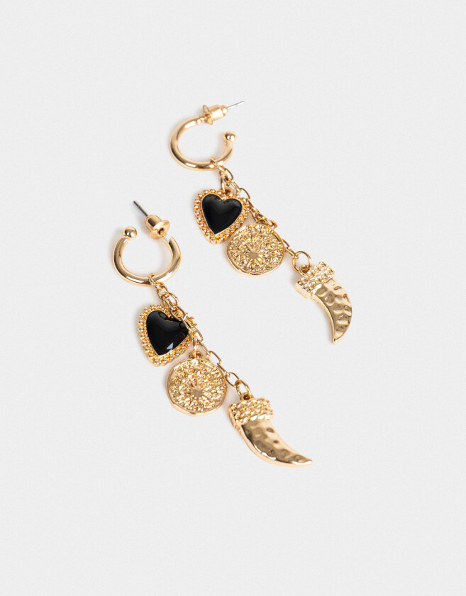 Aros Argollas De metal Aros Argolla Dije Cuerno - Dorado