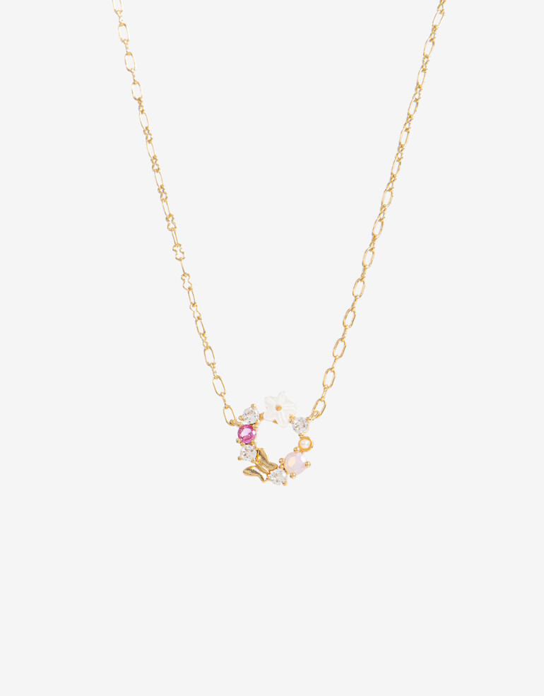 Cadena Corta con Dije Cubic zirconia Collar Floral Cubic Zirconia - Dorado