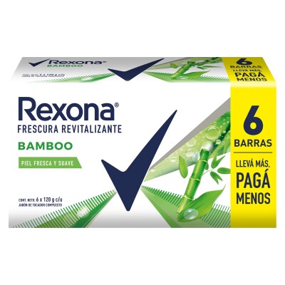 Jabón Rexona Bamboo 120 Grs. 6 Uds. Jabón Rexona Bamboo 120 Grs. 6 Uds.