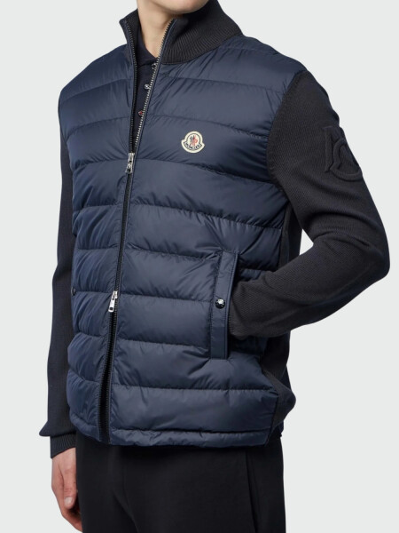 MONCLER - Campera Acolchada de Algodón Azul Oscuro
