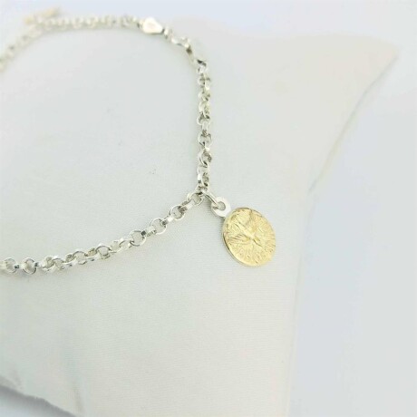 Pulsera de plata 925 con double de oro 18k. Espíritu Santo. Pulsera de plata 925 con double de oro 18k. Espíritu Santo.