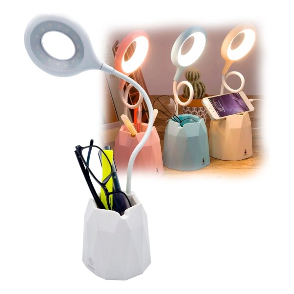Lampara Tactil Flexible Con Base Porta Lapiz Recargable Led Color Variante Blanco
