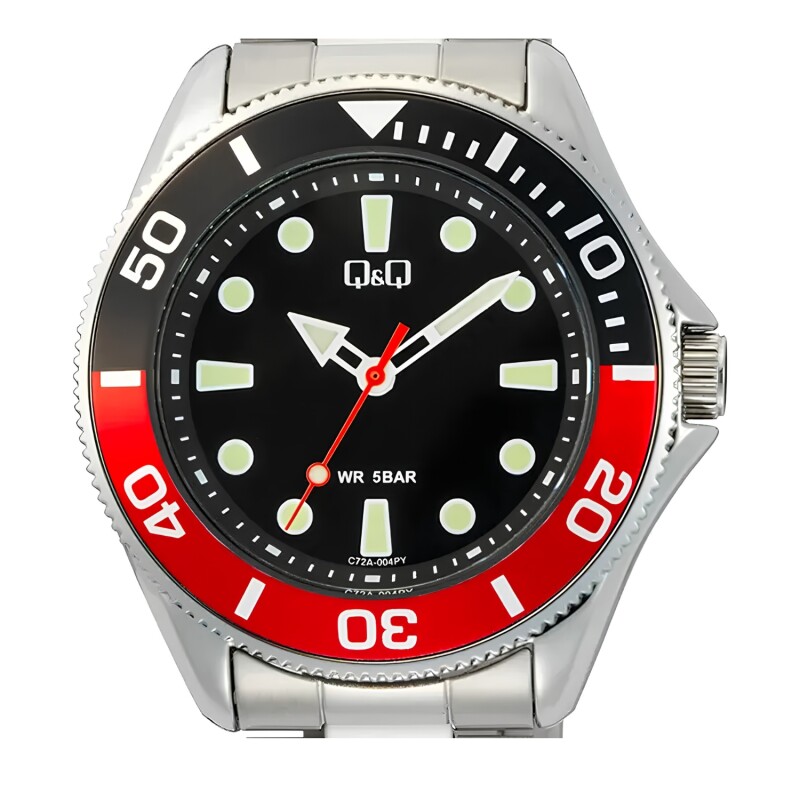 Reloj análogo Q&Q esfera negra y roja Modelo C72A004PY Reloj análogo Q&Q esfera negra y roja Modelo C72A004PY