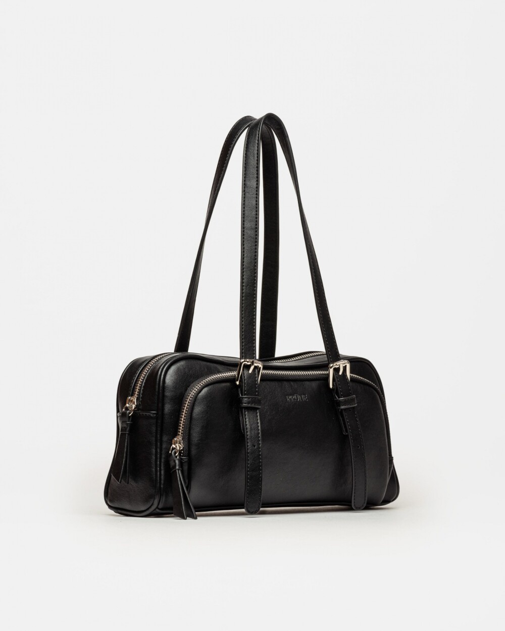 Cartera al hombro Lagoon en efecto cuero liso Negro