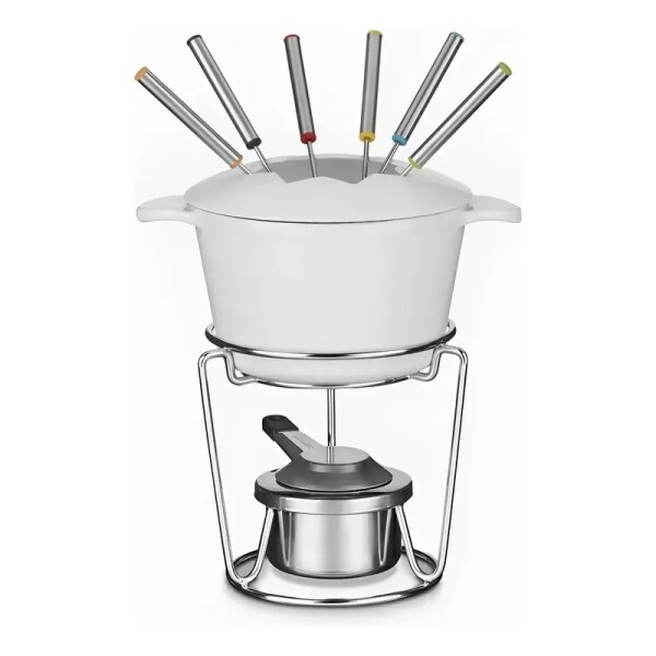 JUEGO DE FONDUE HIERRO FUNDIDO BLANCO - CUISINART JUEGO DE FONDUE HIERRO FUNDIDO BLANCO - CUISINART