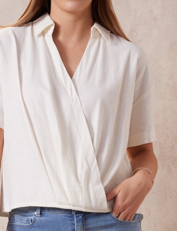 Blusa Lino Cruzada CRUDO