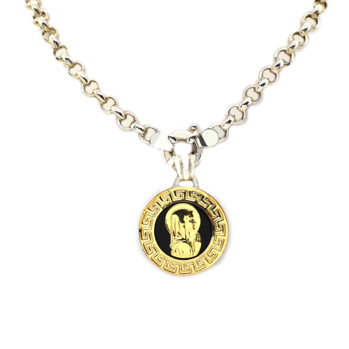 Medalla en Oro y Plata 925 con Onix Virgen 