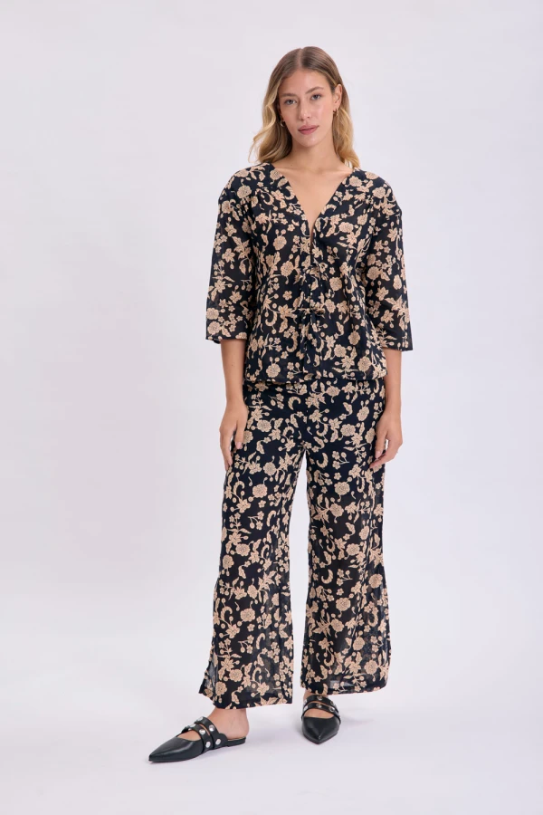 Pantalón Estampa Boho Negro