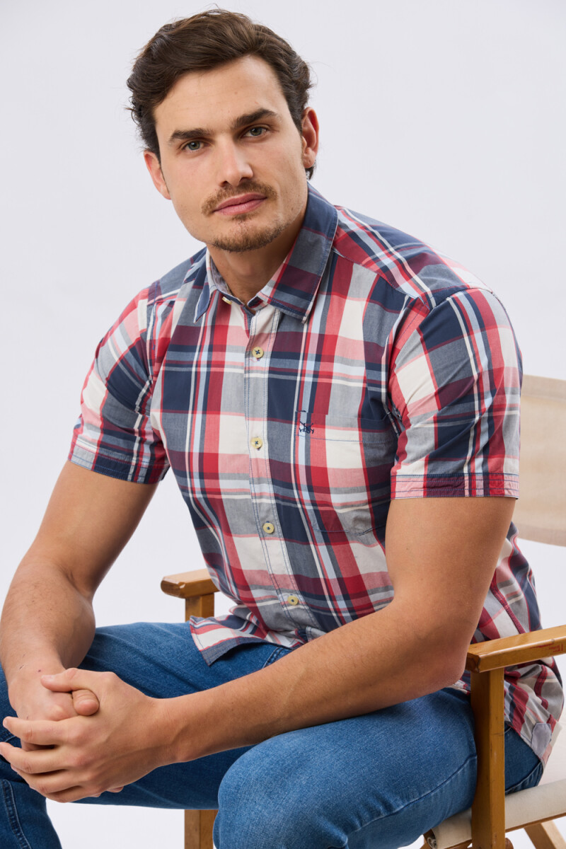 CAMISA MANGA CORTA CUADROS - Rojo 