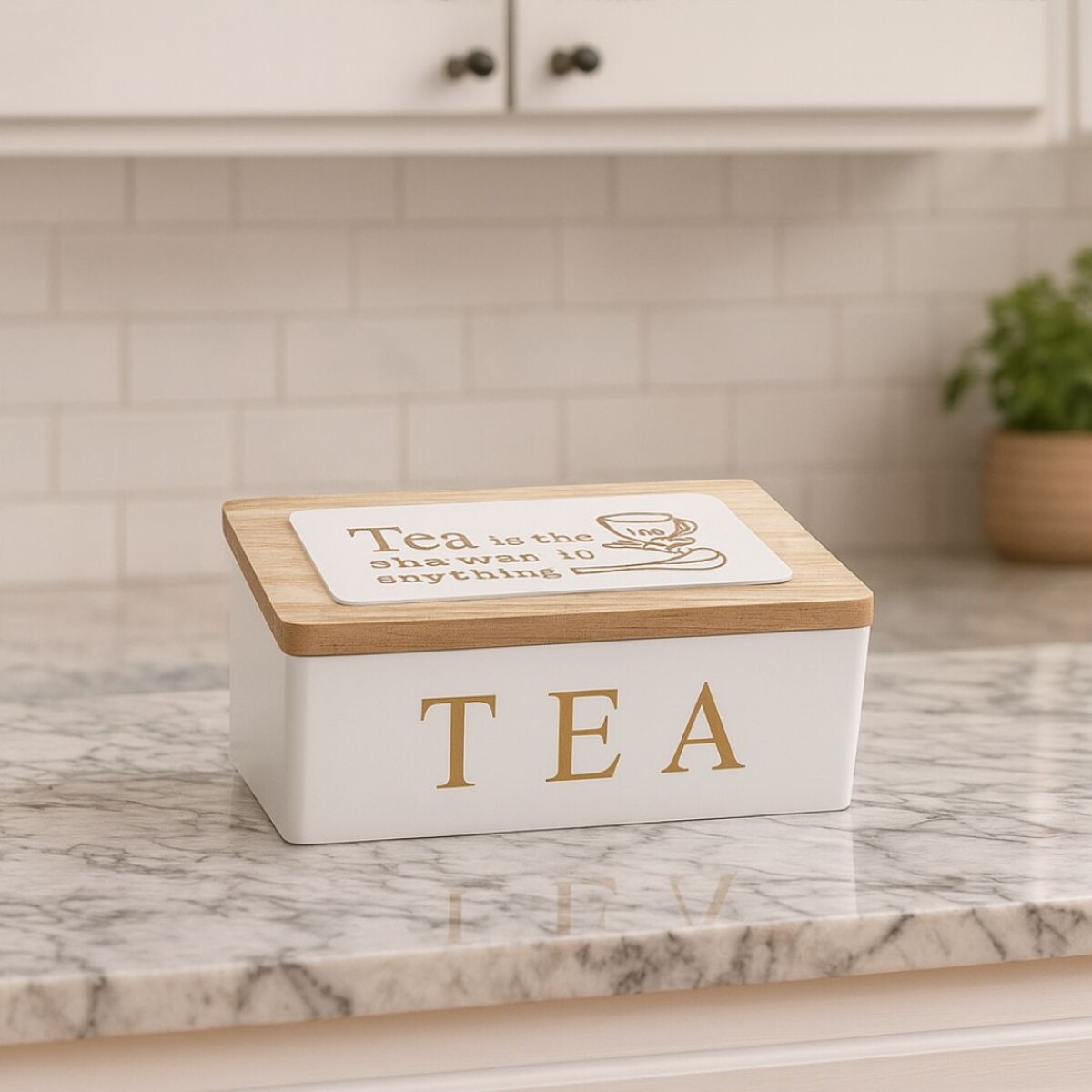 CAJA DE MADERA PARA TE 23X15X7CM - Blanco 