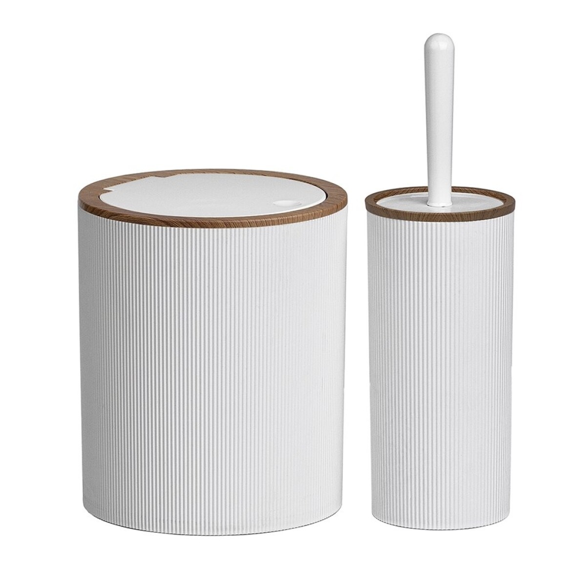 SET 2PCS BAÑO PP Y MADERA BLANCO 