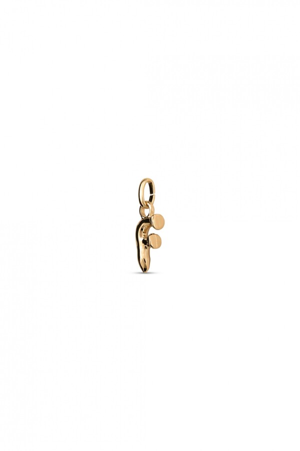 CHARM DE ALEACION DE METALES BAÑADO EN ORO DE 18 K CON FORMA DE LETRA F CON ARGOLLA Charm