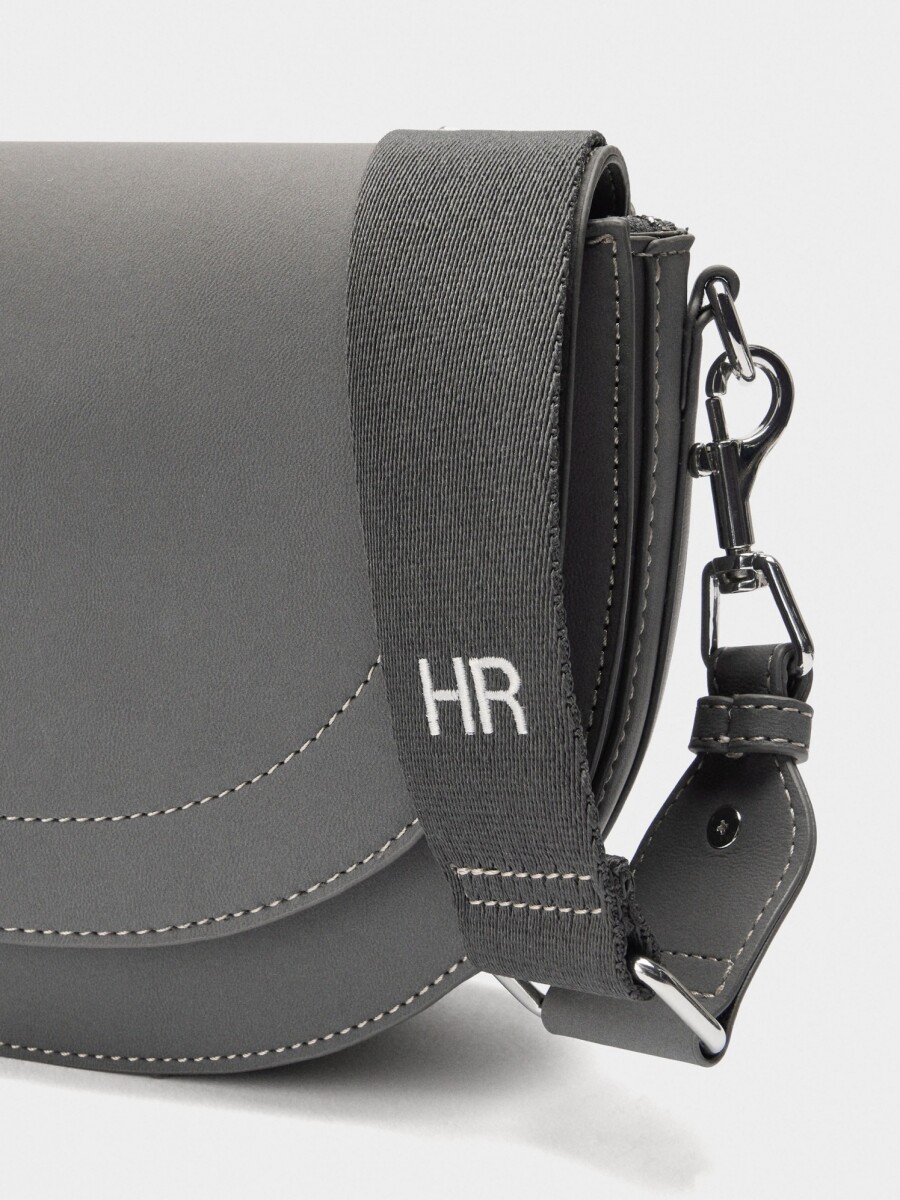 Bolso Bandolera Ovalado Con Solapa gris