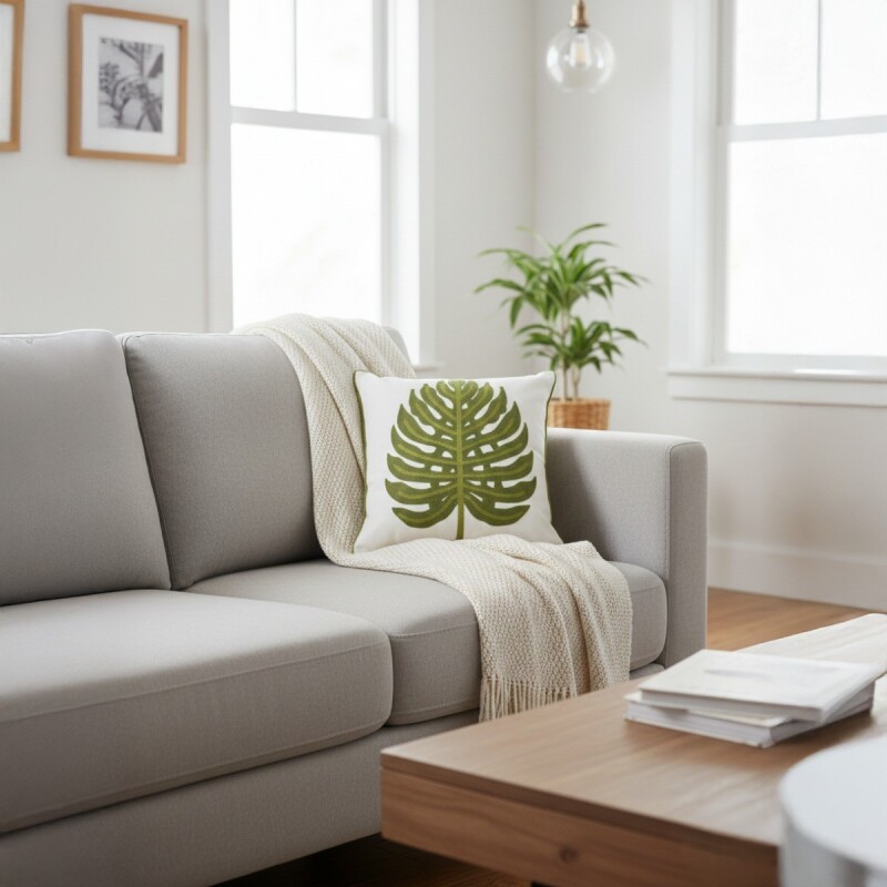 COJIN CUAD BLANCO DIS HOJA 43X43CM Unica