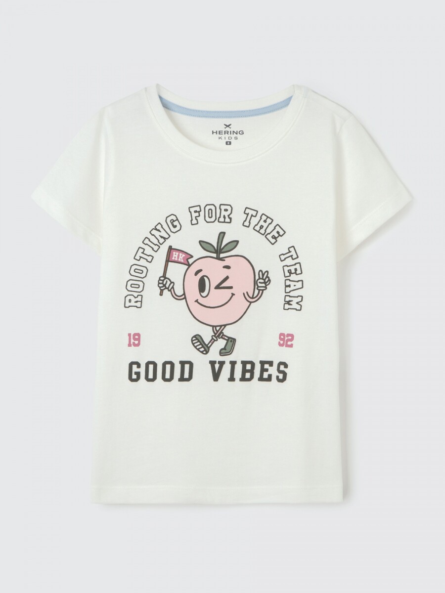 CAMISETA DE NIÑA MANGA CORTA ESTAMPADA - BEIGE 