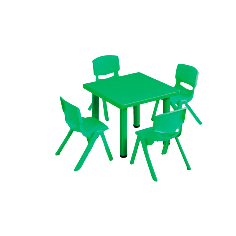 Pack Mesa Infantil Lumax Cuadrada + 4 Sillas Verde