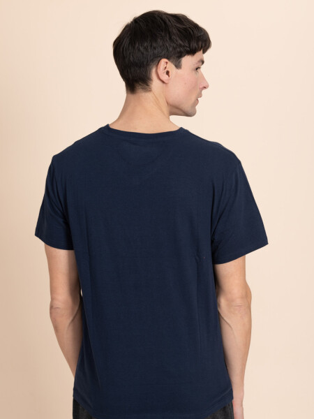 Camiseta cuello en V Azul marino