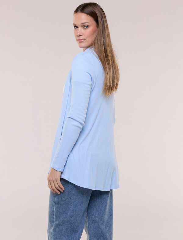 Cardigan De Punto Acanalado CELESTE