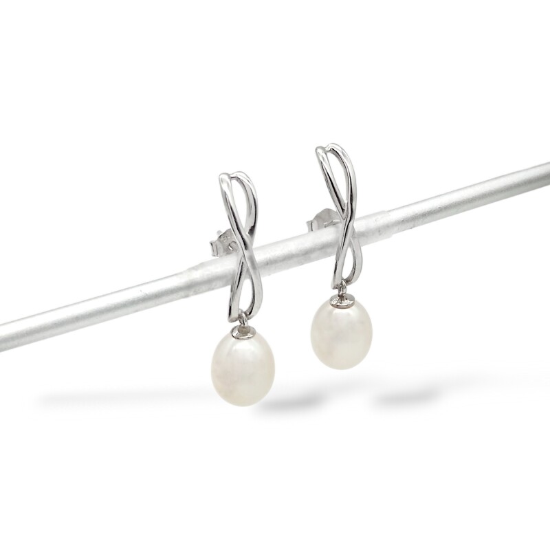 Caravanas Infinito-Plata 925-Con Perla-CA3206 conperla