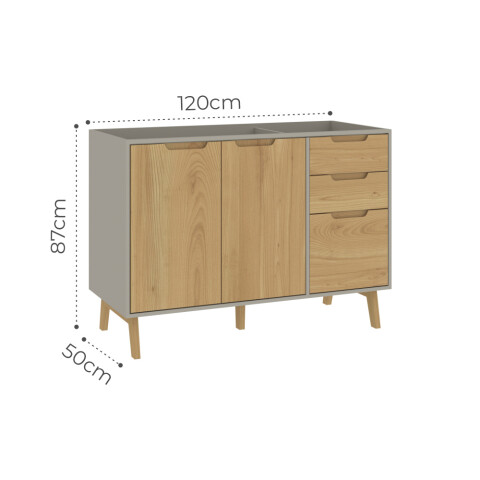 Bajo Mesada de Cocina en MDP - Madera - Línea Melilla - Cinza Bajo Mesada de Cocina en MDP - Madera - Línea Melilla - Cinza