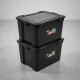 Set x2 Cajas organizadoras 80lts con 6 trabas NEGRO