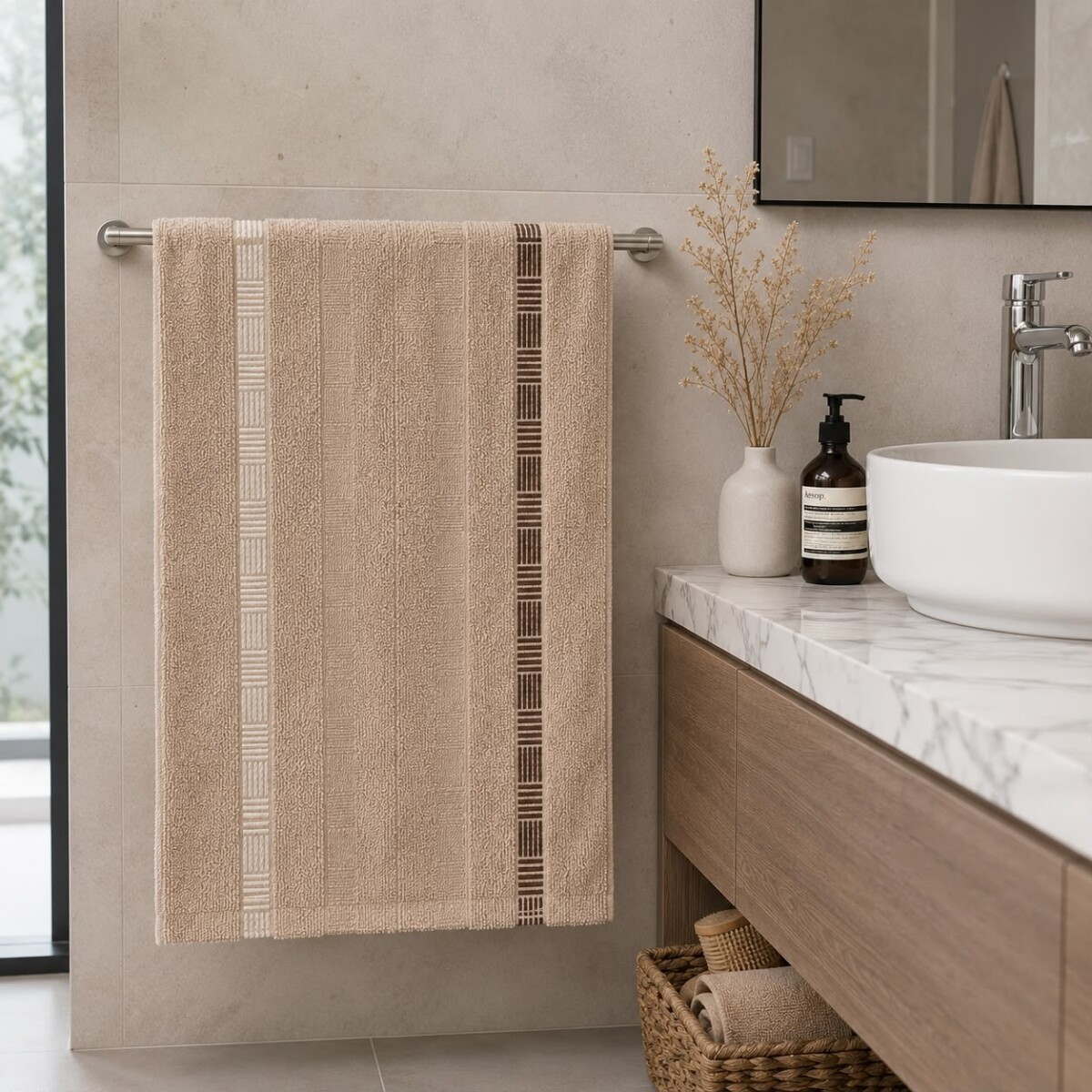 Toalla de Baño en Aldogón 70x135cm Moreto - Beige 