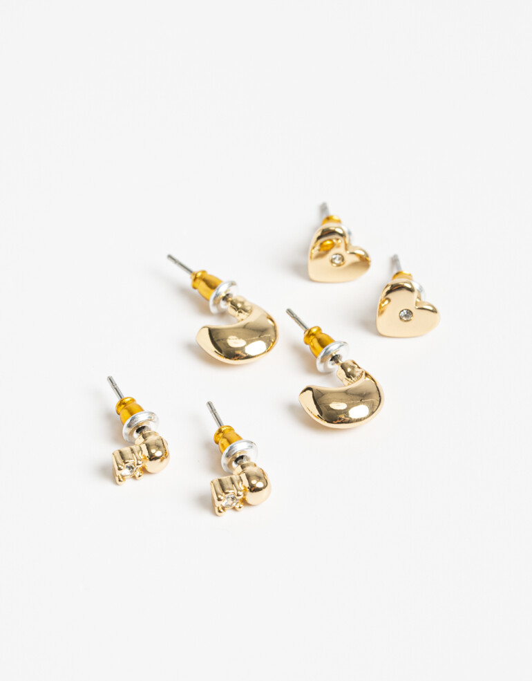 Aros Sets Metal Set De Aros Metal Bañado En Oro - Dorado