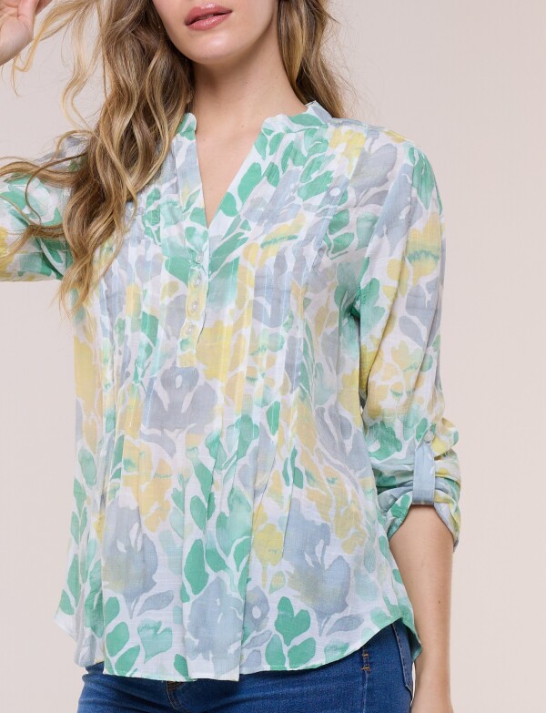 Blusa Plisada VERDE/MULTI