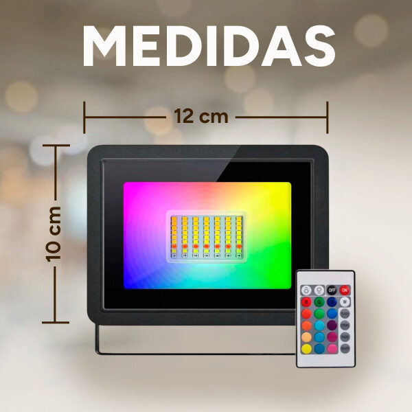 Foco Reflector RGB Control IP66 Exterior Interior 18 LED 20W Color Negro