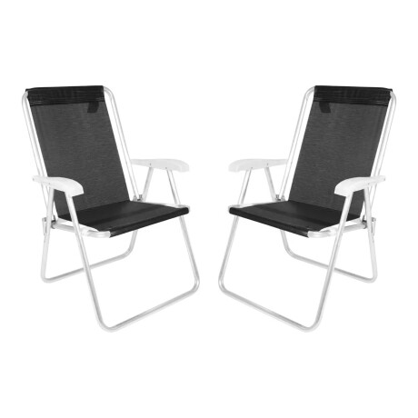 Set X2 Reposeras Sillas Altas Aluminio Conforto Sannet Mor Negro