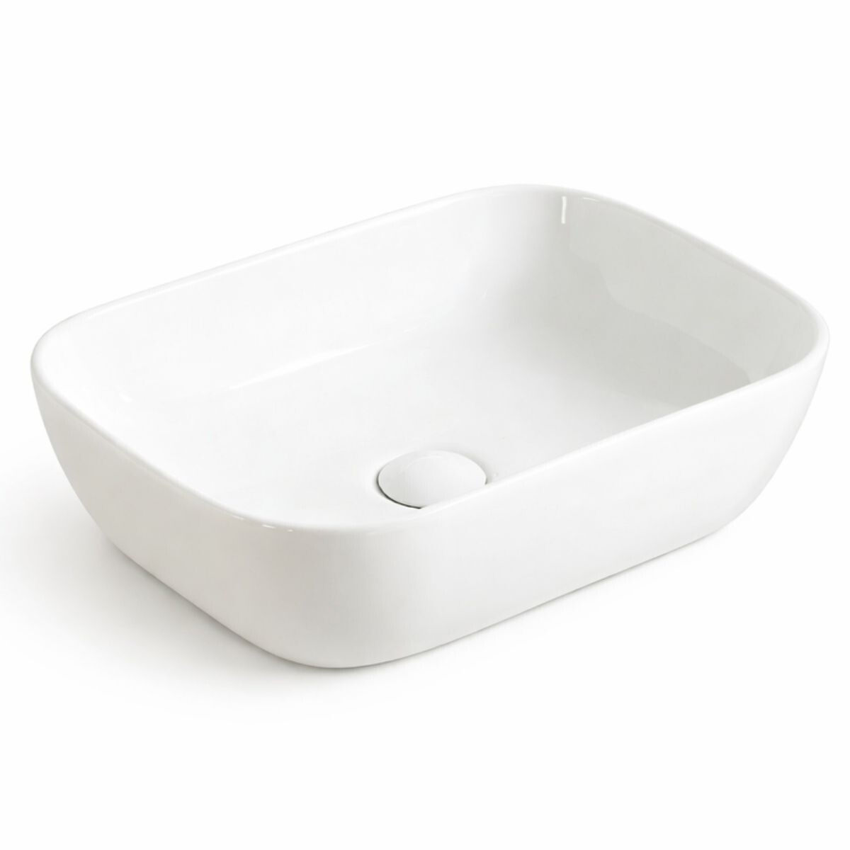 Bacha De Apoyo Rectangular 46x33x13 Cm Blanca Brillante Dmc 