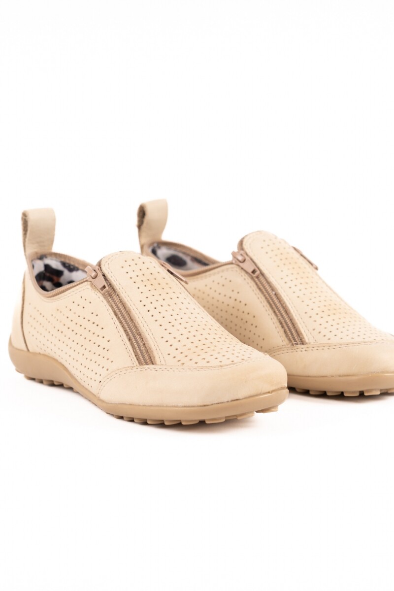 Zapato zipper calado Natural