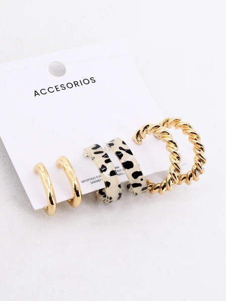 CARAVANAS SET 3 PARES DORADO